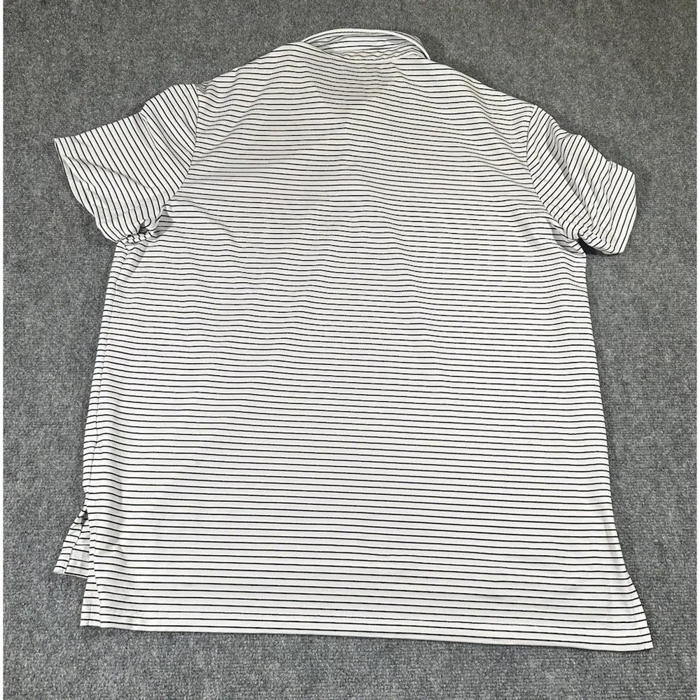 Polo Ralph Lauren Men's White Blue Striped Performance Polo Shirt Short Sleeve